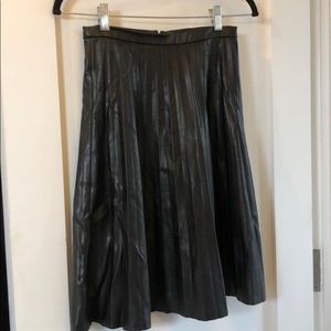 black pleated leather j crew skirt, lightly worn
